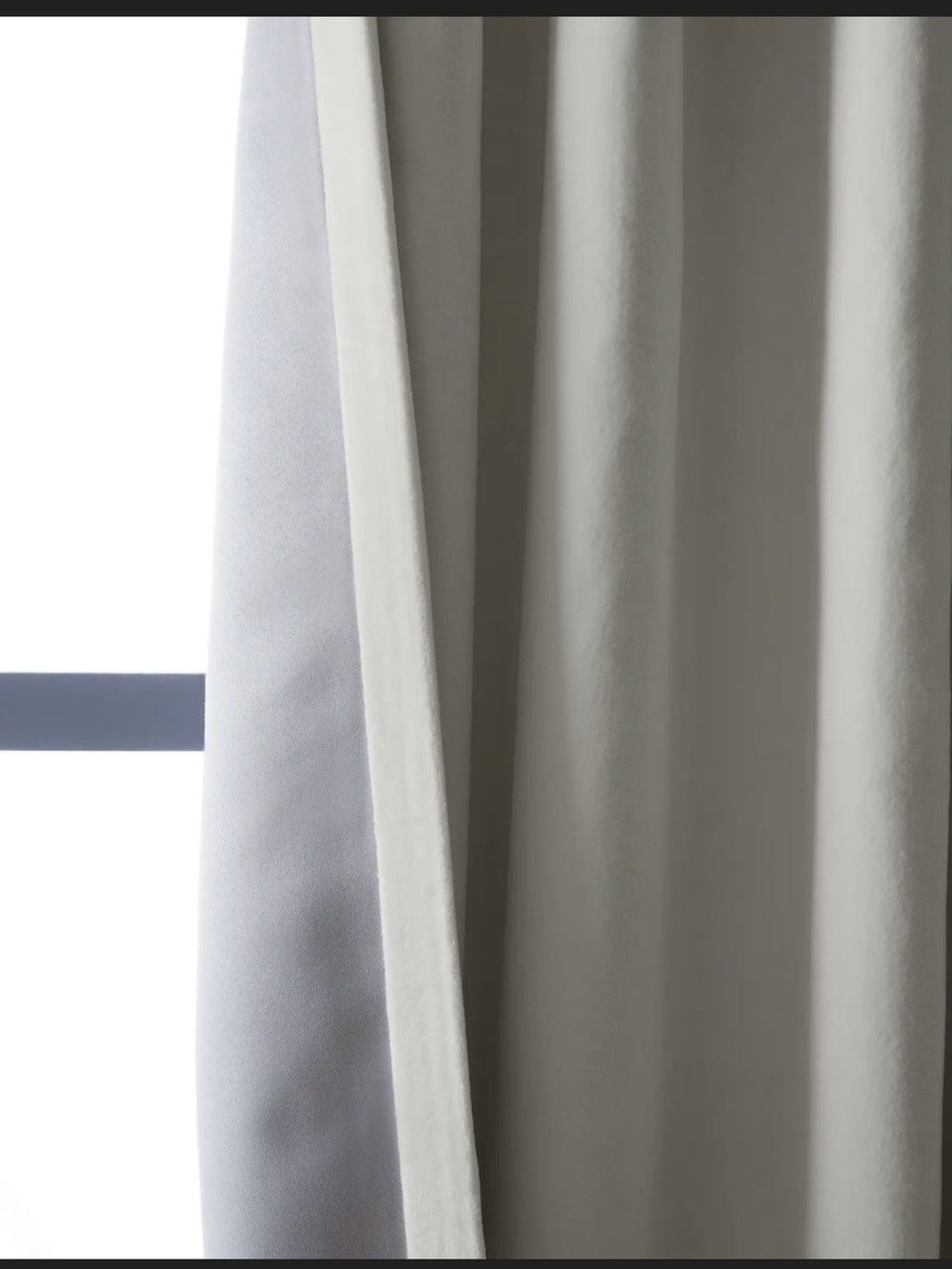 Quince Ivory Cotton Velvet Blackout Curtain Panel - Picture 3 of 5